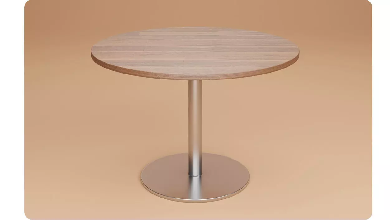 Round Table laminated wood with metal base 3d model Low-poly 3D model_0