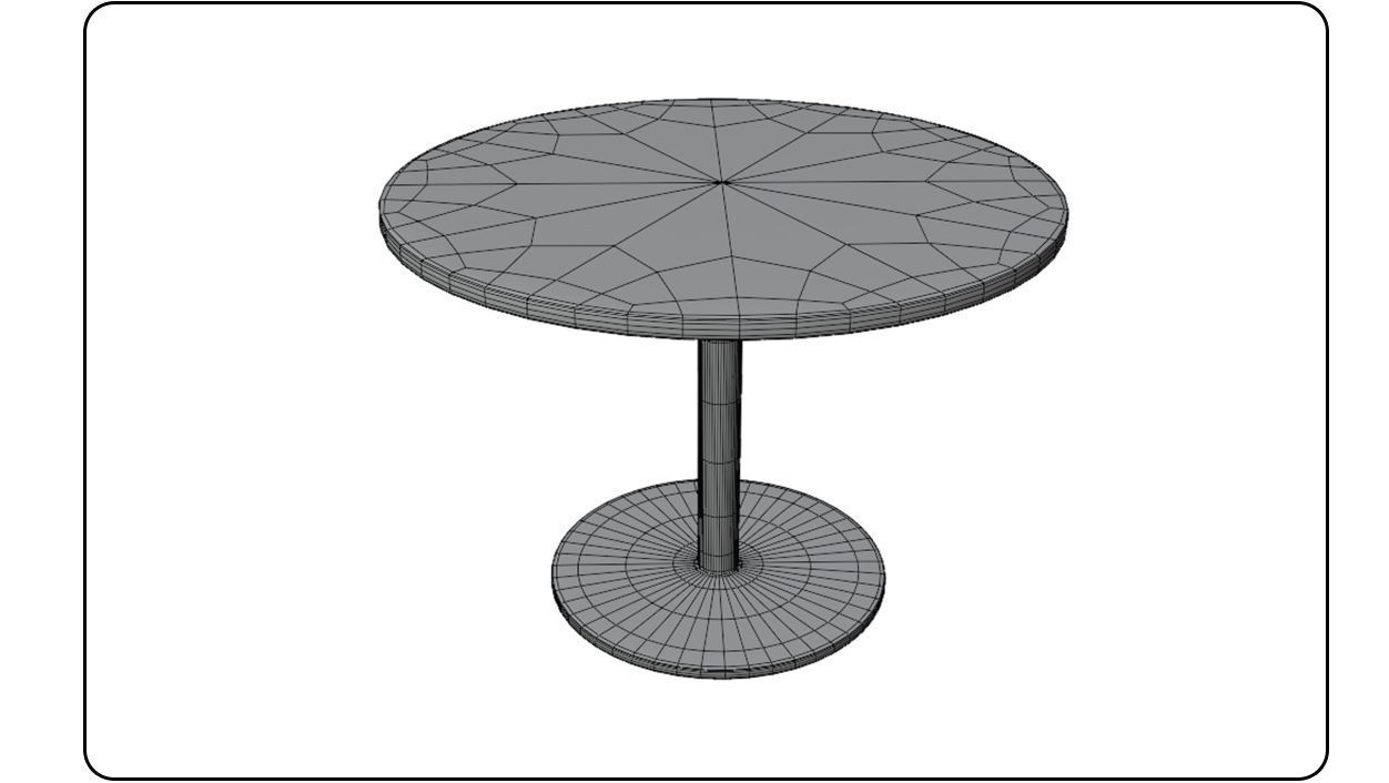 Round Table laminated wood with metal base 3d model Low-poly 3D model_12