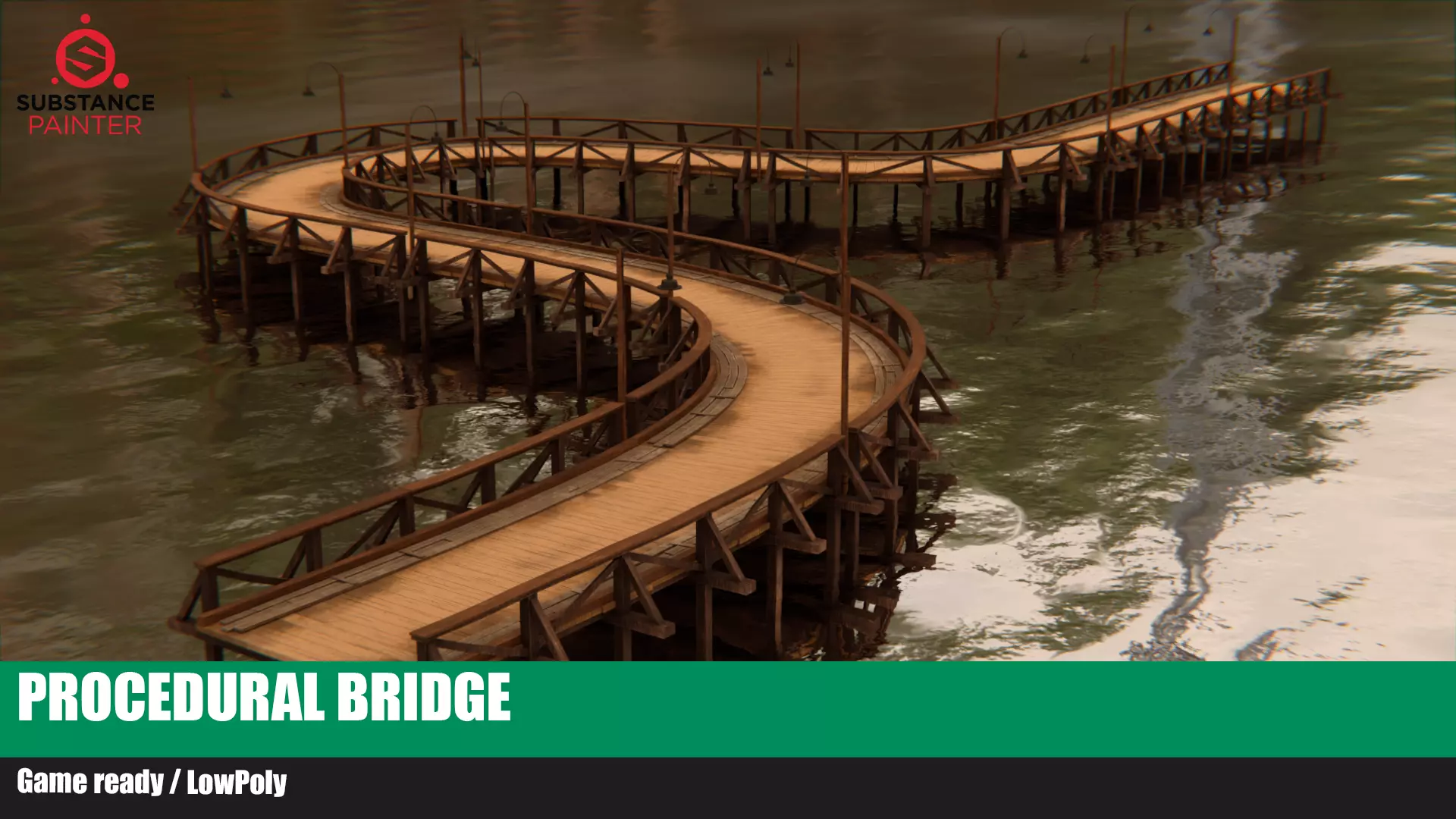 Procedural bridge Free low-poly 3D model