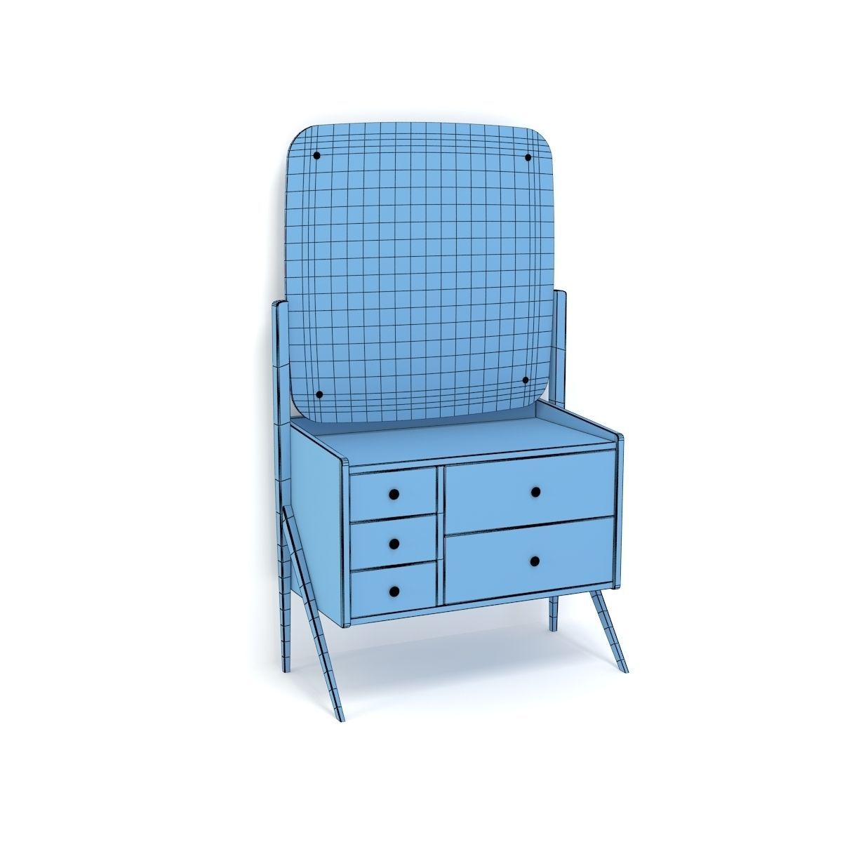 Retro Cupboard with Mirror 5 3D model_9