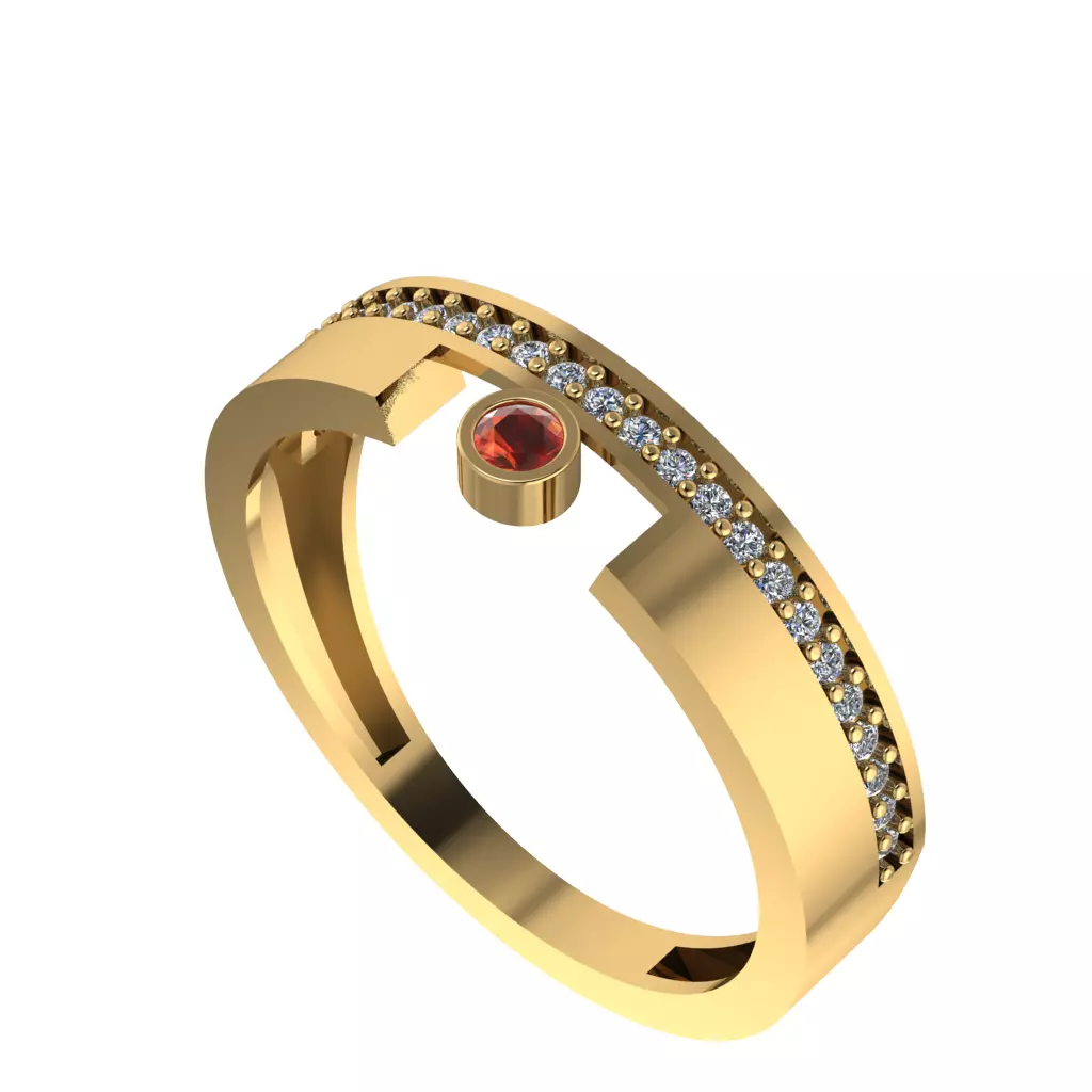 centered gem wedding ring 3D print model