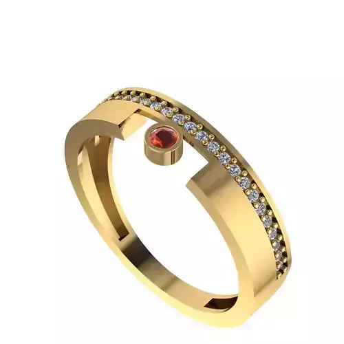 centered gem wedding ring 3D print model
