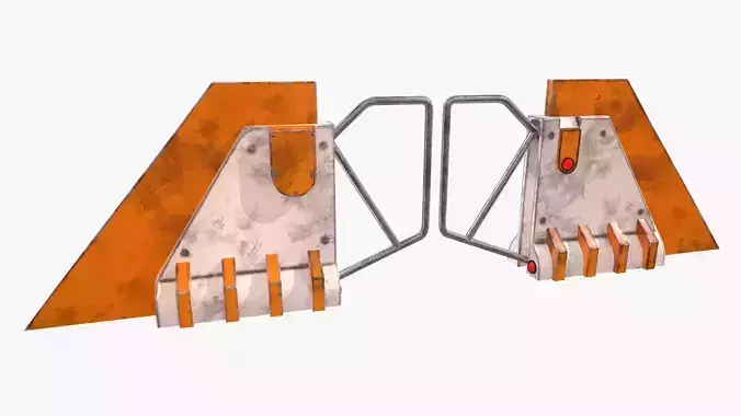 Turnstile 4 pair of orange earrings Low-poly 3D model