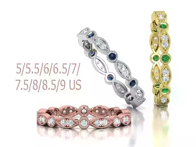 Eternity Ring Milgrain Band Vintage Ring Collection 3dmodels