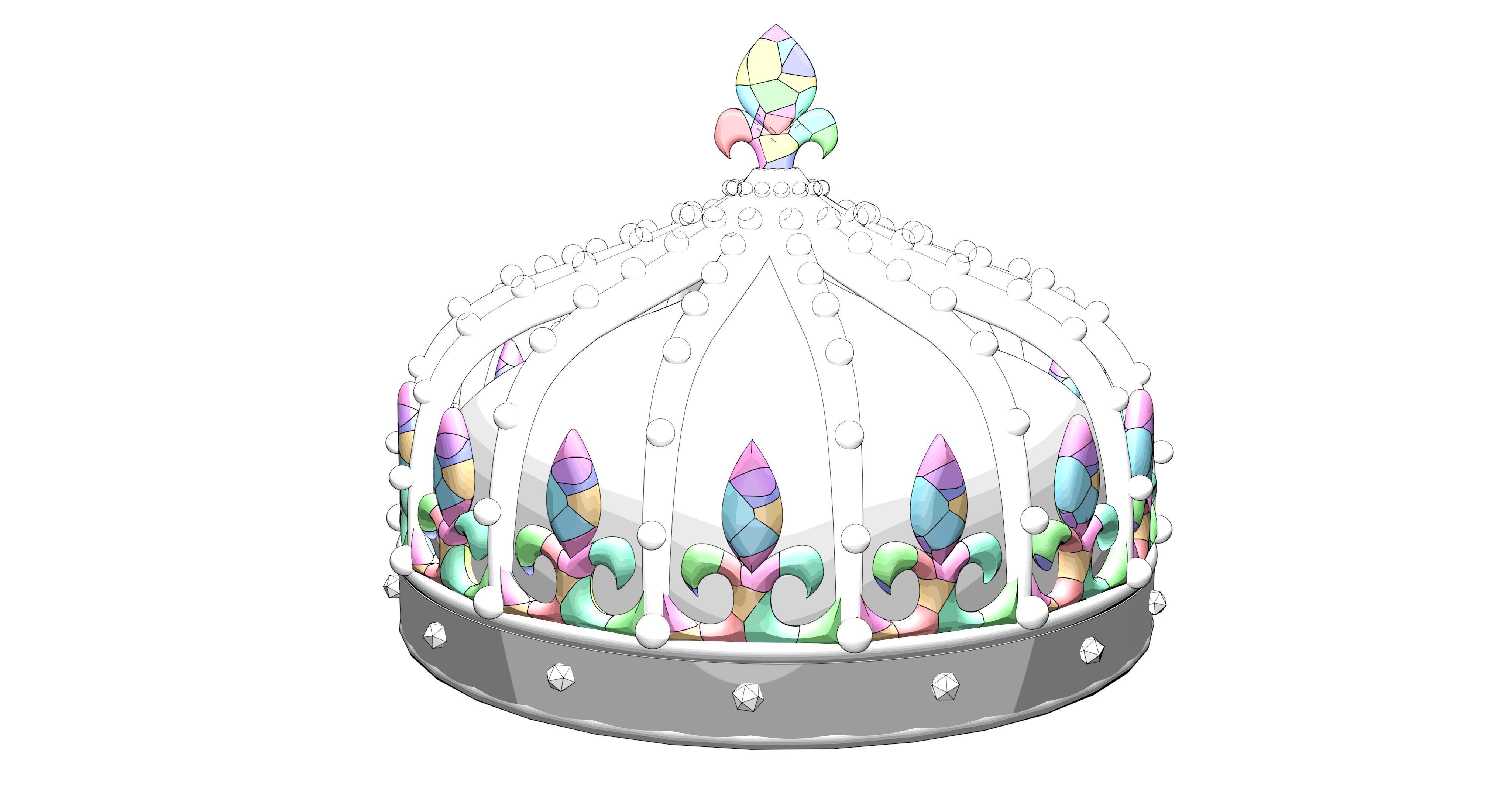 3D Crown model golden 3D model_5