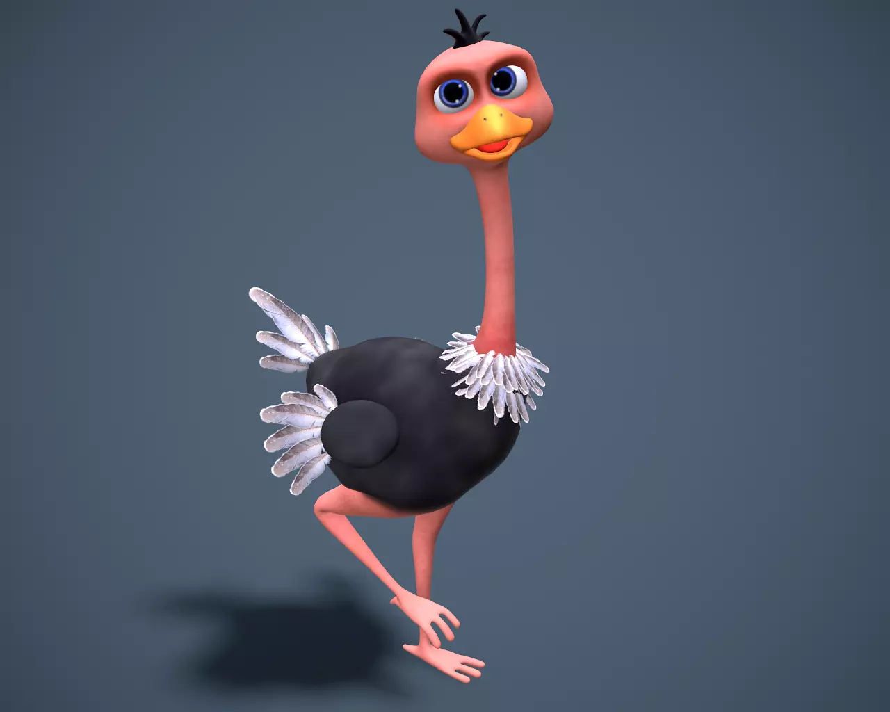 cartoon oistrich Low-poly 3D model_0