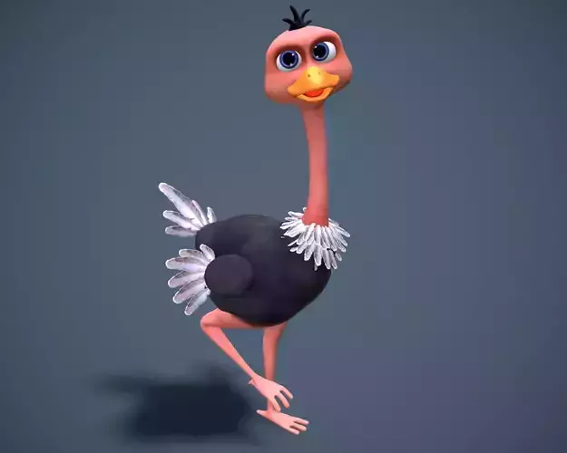 cartoon oistrich Low-poly 3D model