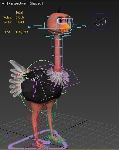 cartoon oistrich Low-poly 3D model_10