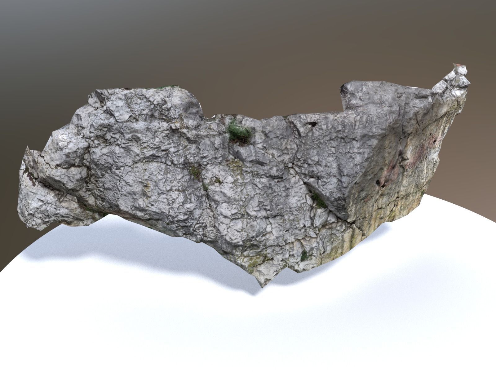 Scanned White Rock Wall Low-poly 3D model_2