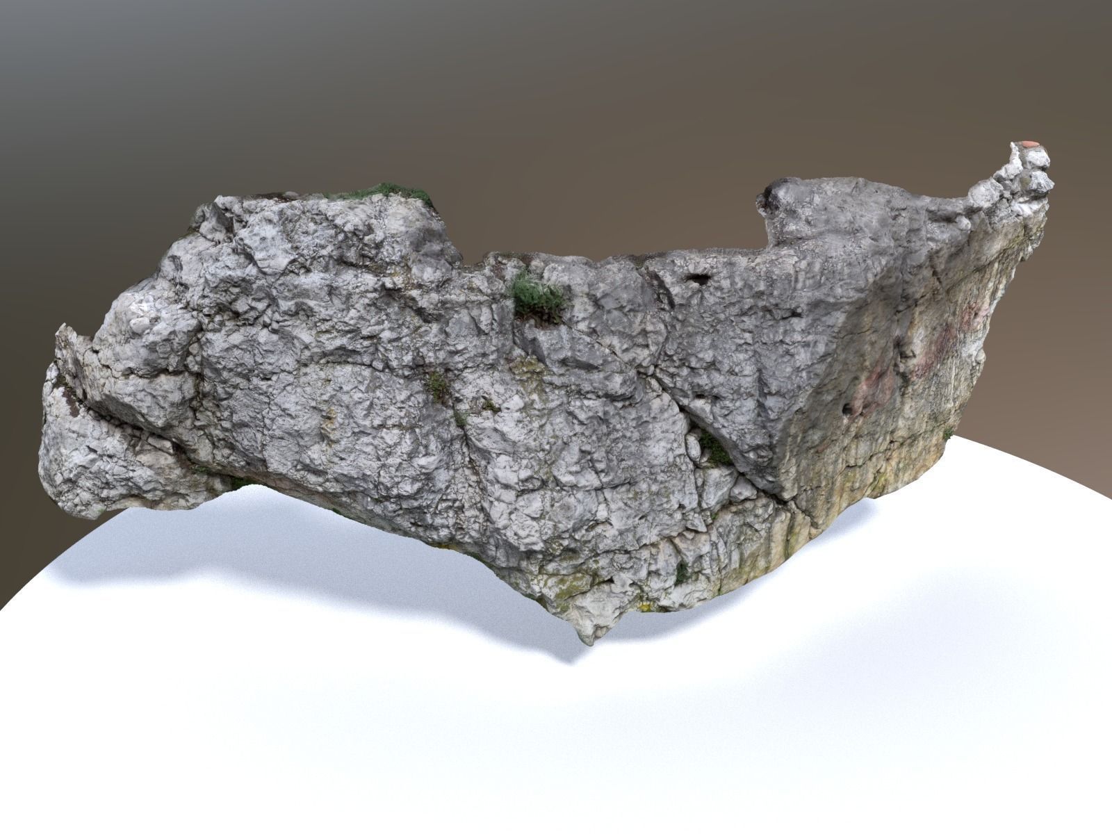 Scanned White Rock Wall Low-poly 3D model_0