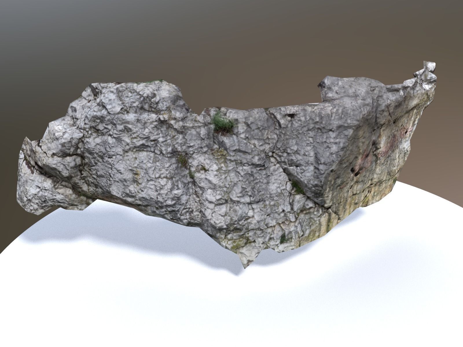 Scanned White Rock Wall Low-poly 3D model_5