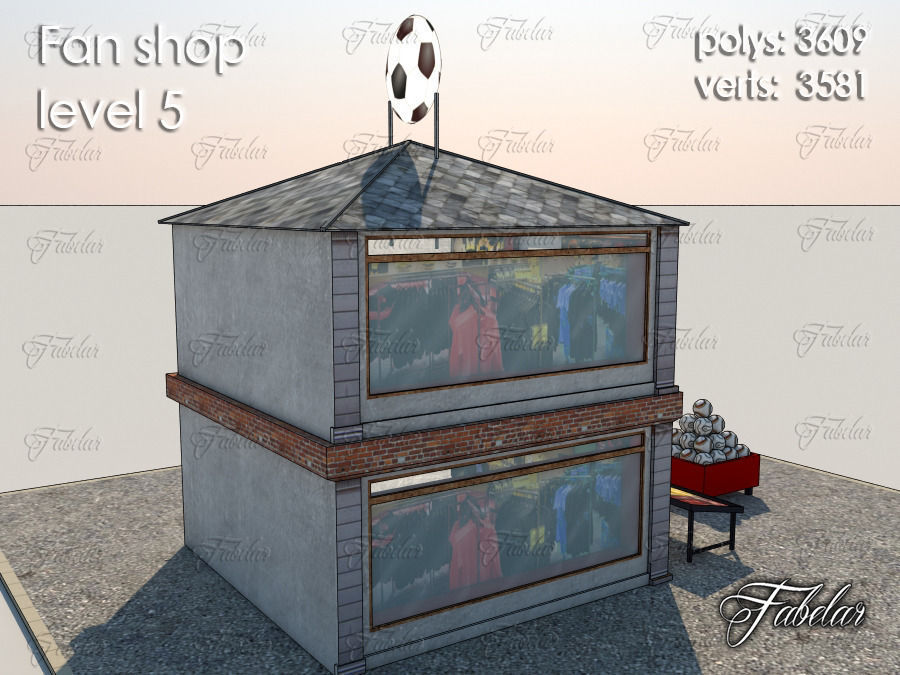 Fan Shop all 10 Levels Low-poly 3D model_33