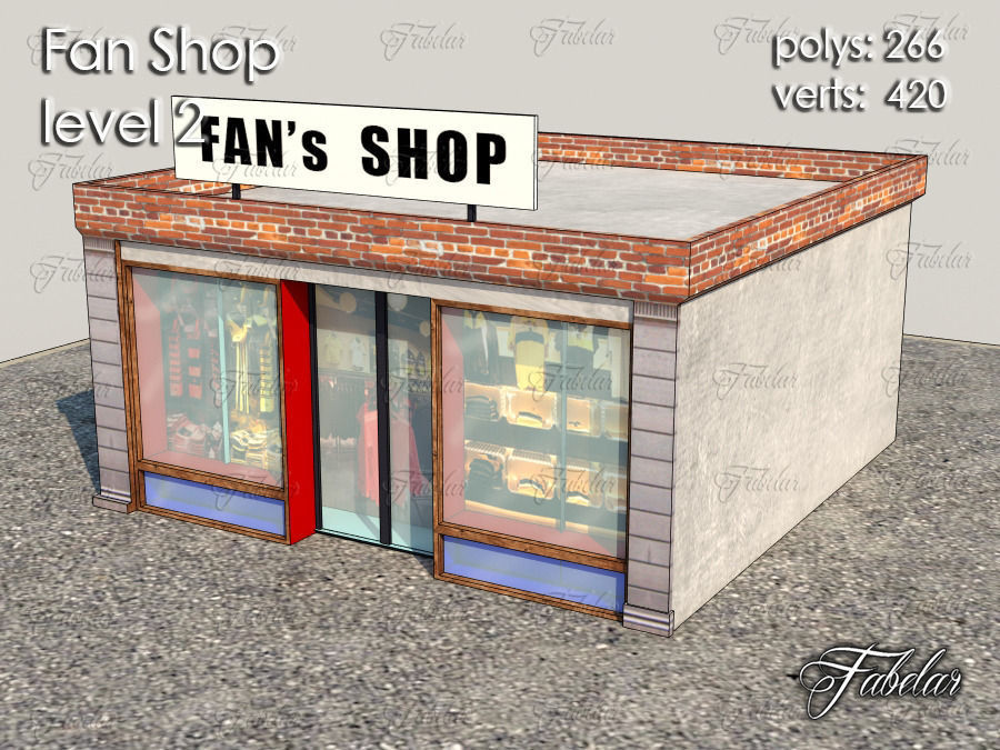 Fan Shop all 10 Levels Low-poly 3D model_9
