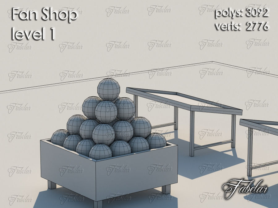 Fan Shop all 10 Levels Low-poly 3D model_7