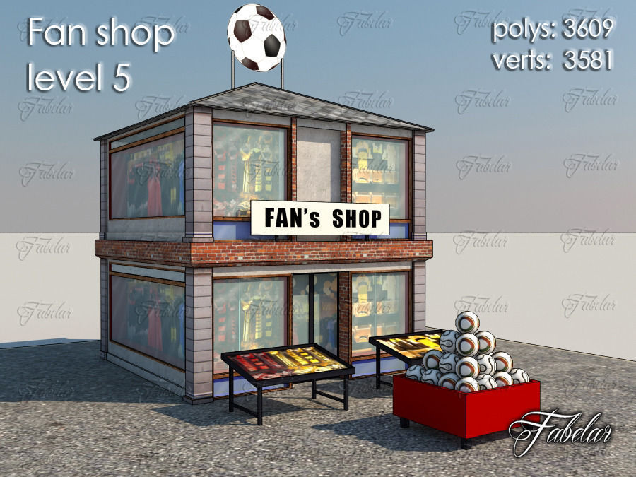 Fan Shop all 10 Levels Low-poly 3D model_31
