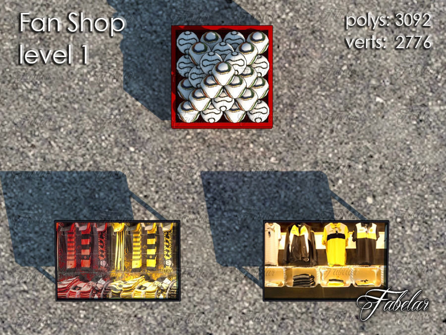 Fan Shop all 10 Levels Low-poly 3D model_3