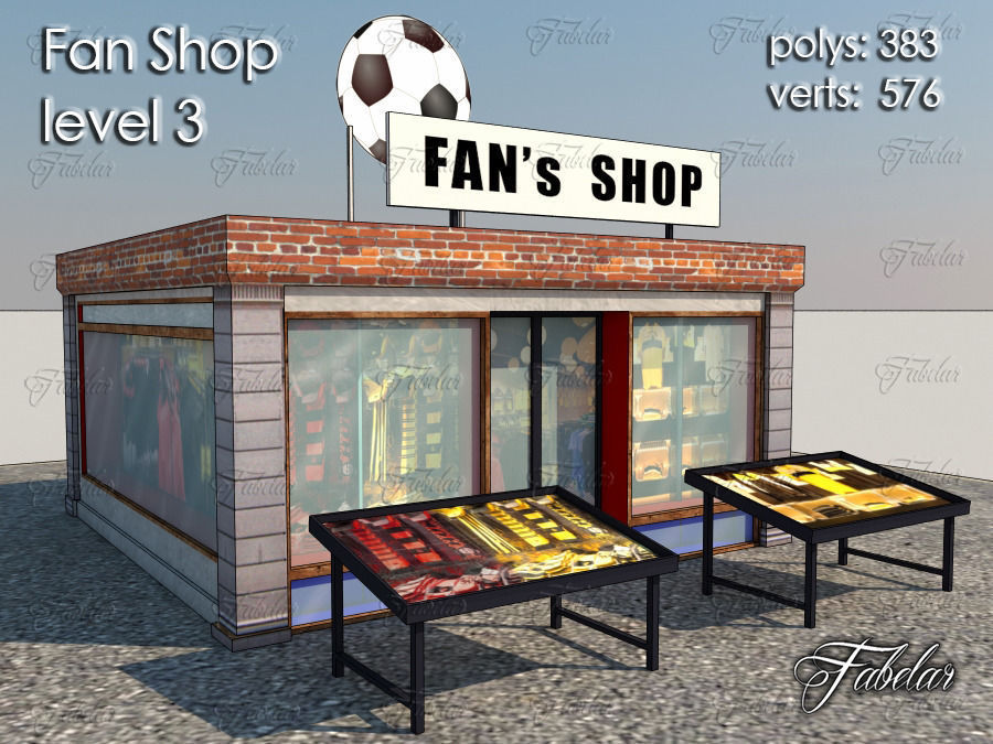 Fan Shop all 10 Levels Low-poly 3D model_14