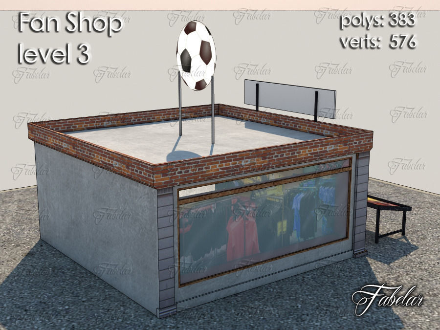 Fan Shop all 10 Levels Low-poly 3D model_21