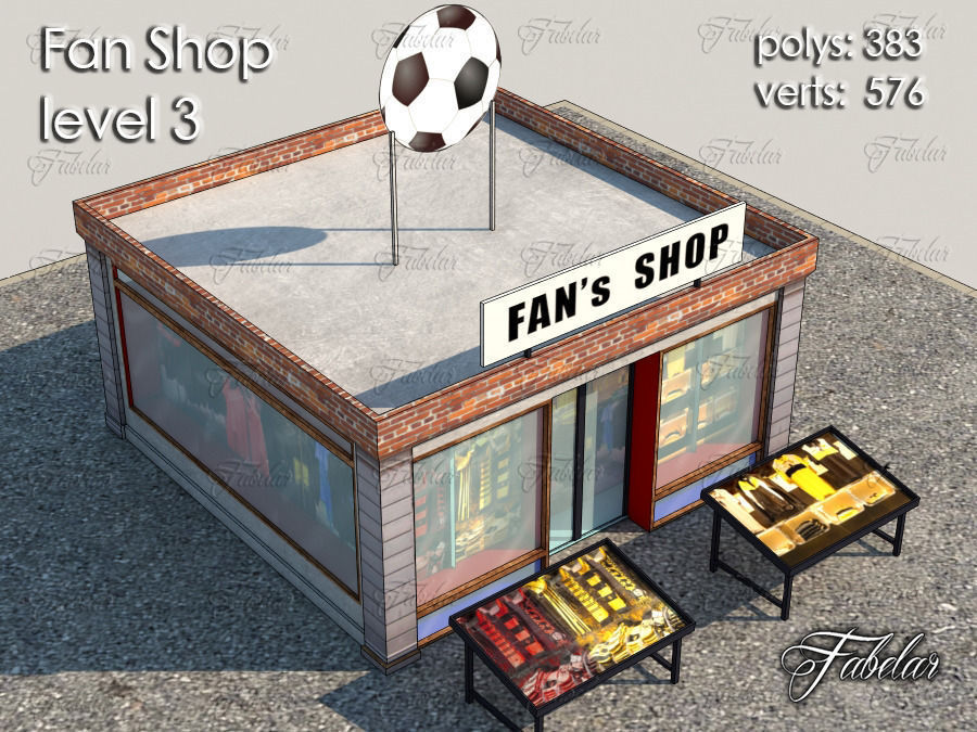 Fan Shop all 10 Levels Low-poly 3D model_16