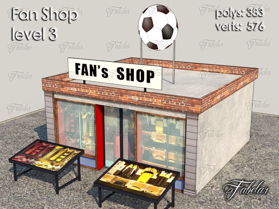 Fan Shop all 10 Levels Low-poly 3D model_13