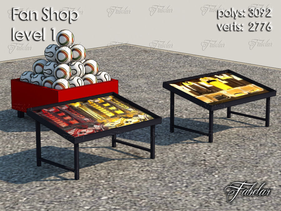 Fan Shop all 10 Levels Low-poly 3D model_1