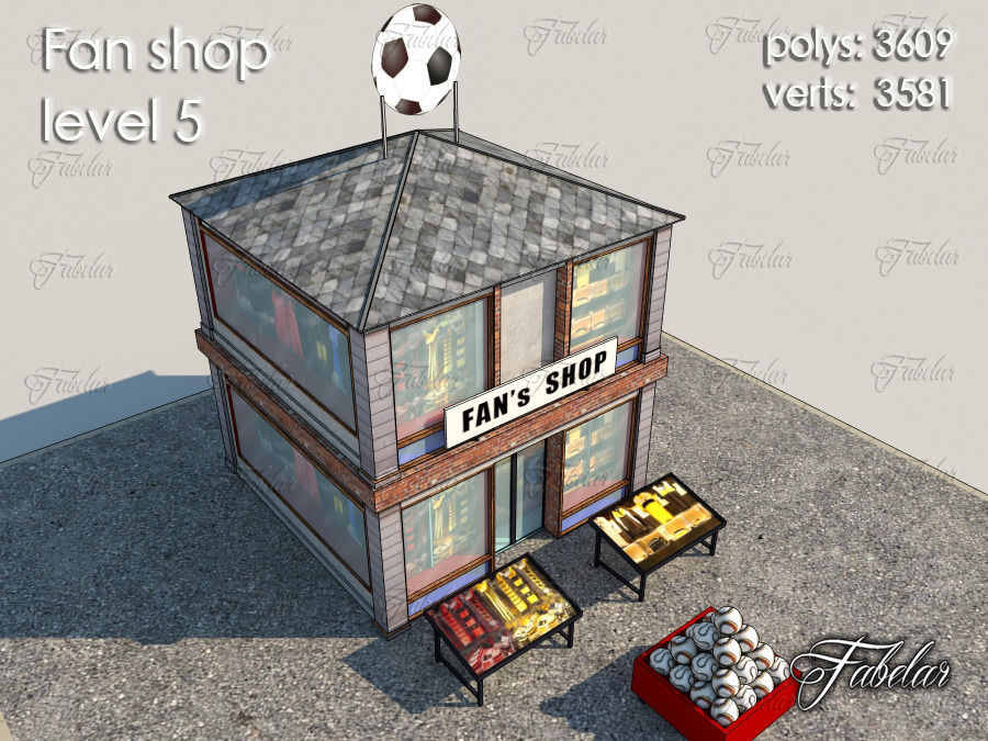 Fan Shop all 10 Levels Low-poly 3D model_30