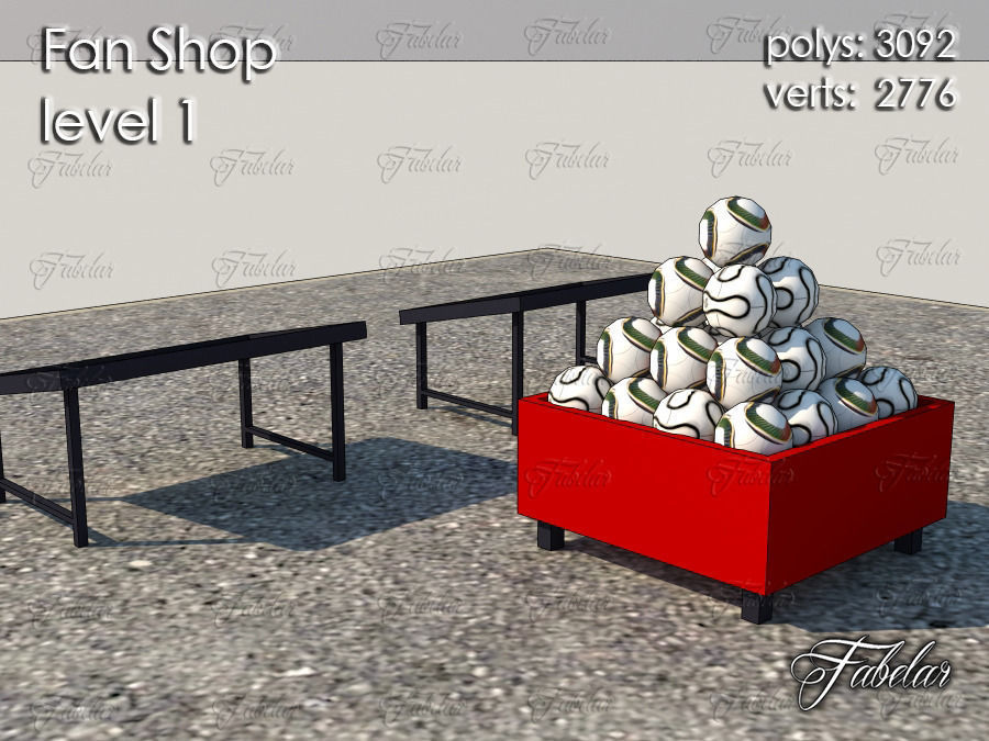 Fan Shop all 10 Levels Low-poly 3D model_4