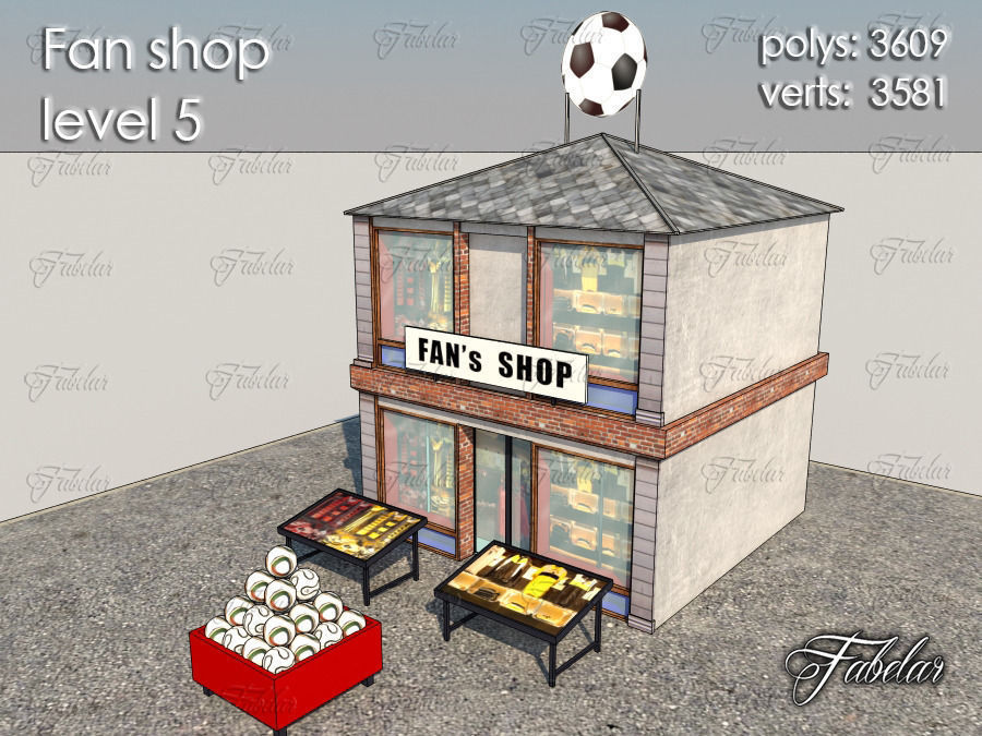 Fan Shop all 10 Levels Low-poly 3D model_32
