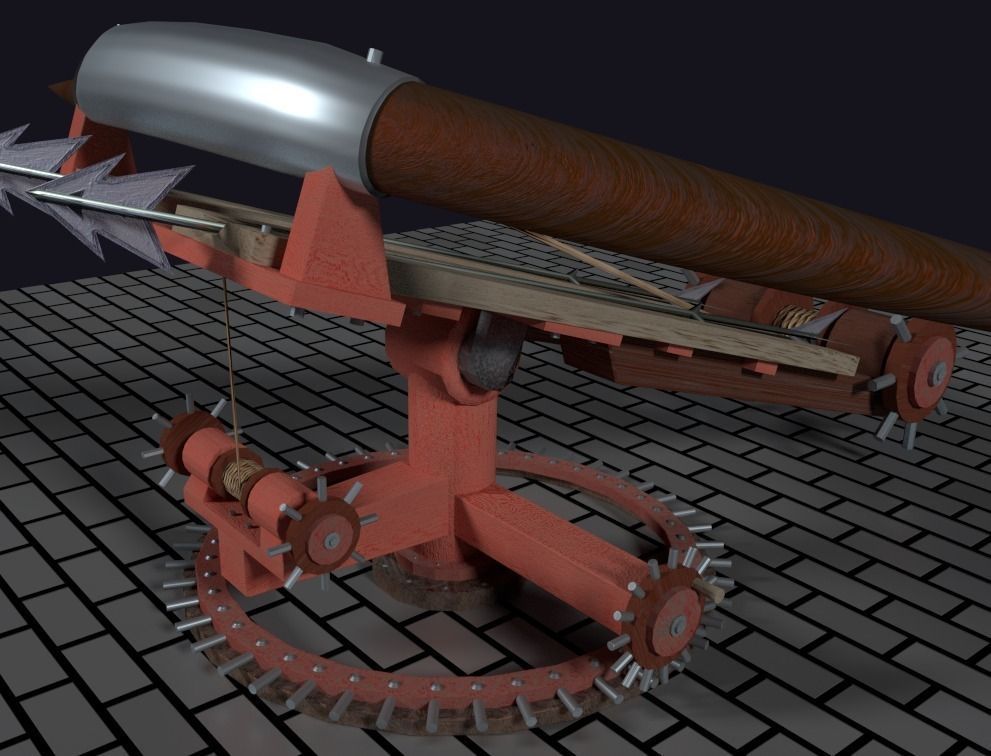 Medieval Ballista Turret Low-poly 3D model_0