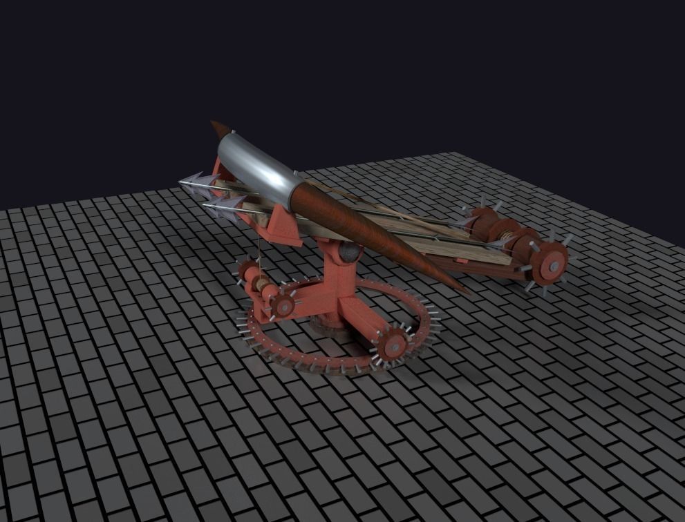 Medieval Ballista Turret Low-poly 3D model_1