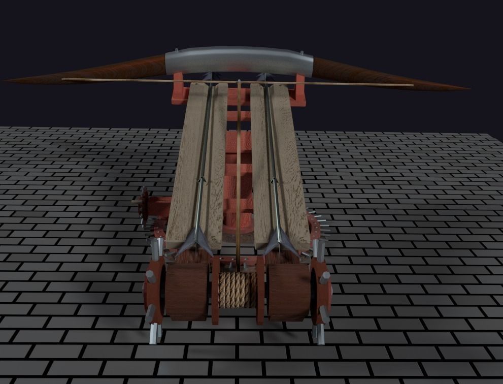 Medieval Ballista Turret Low-poly 3D model_3