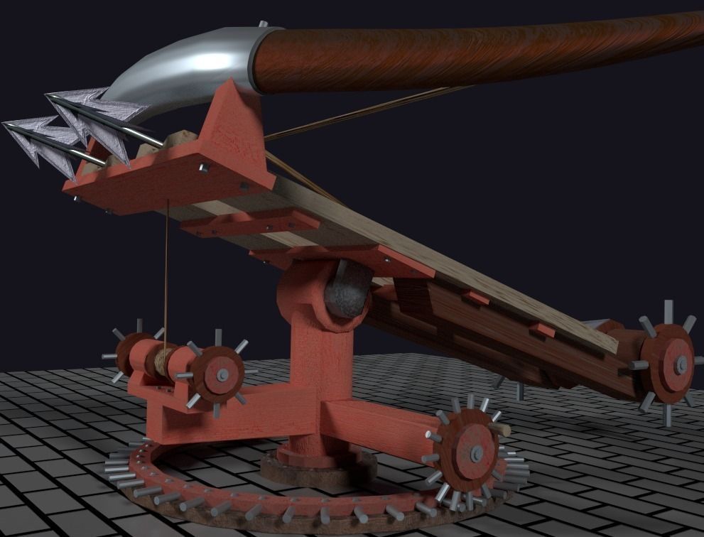 Medieval Ballista Turret Low-poly 3D model_2