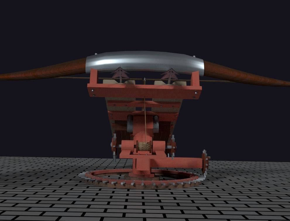 Medieval Ballista Turret Low-poly 3D model_4