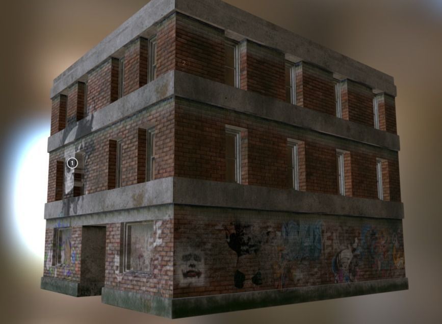 Grungy Building 1 Low-poly 3D model_0