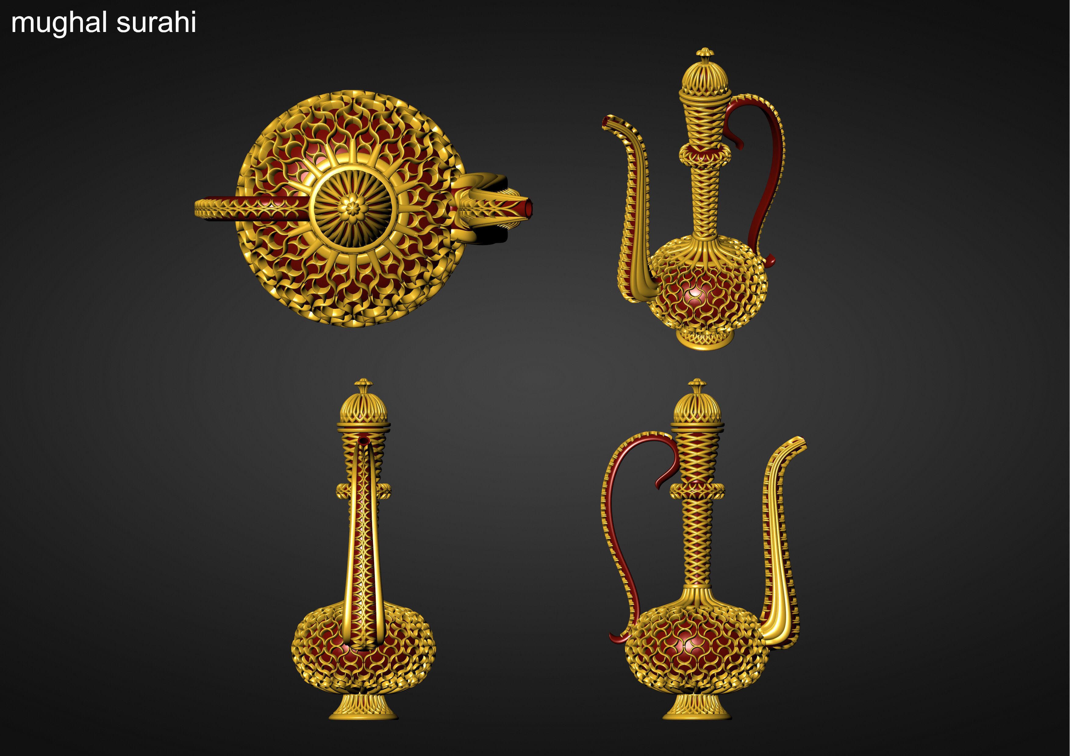 Antique Mughal Surahi 3D print model_23