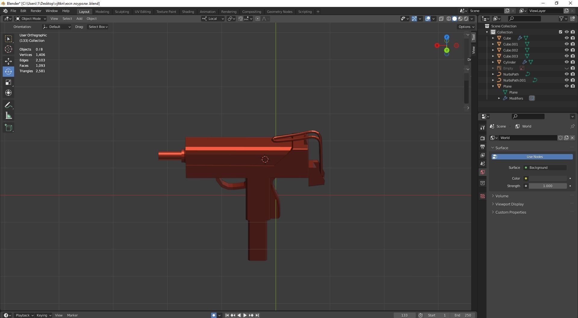 usp 3d gun Free 3D model_1