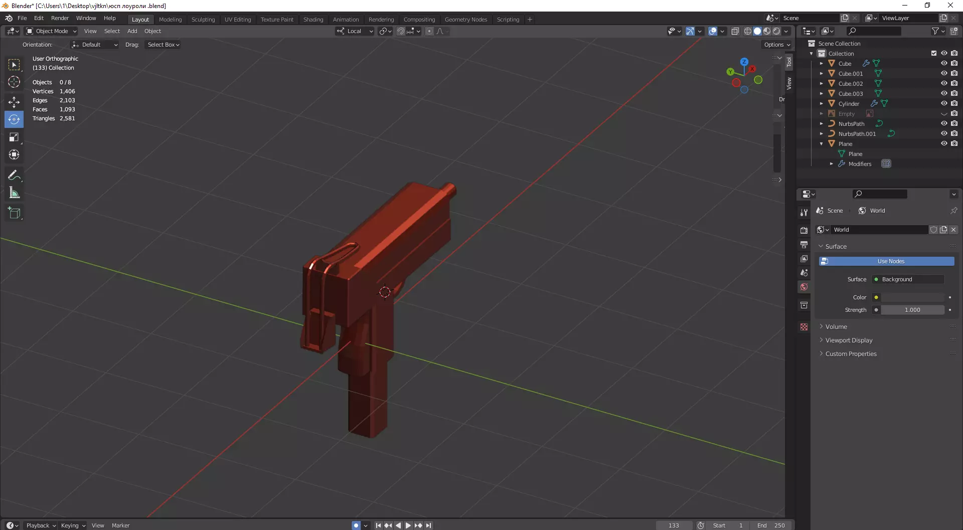 usp 3d gun Free 3D model_0