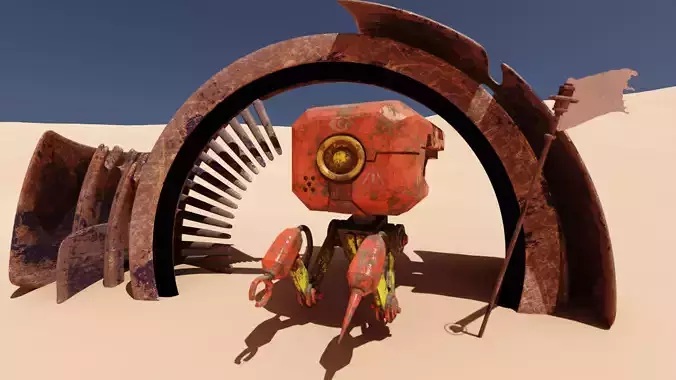 3drobot star wars robot in desert