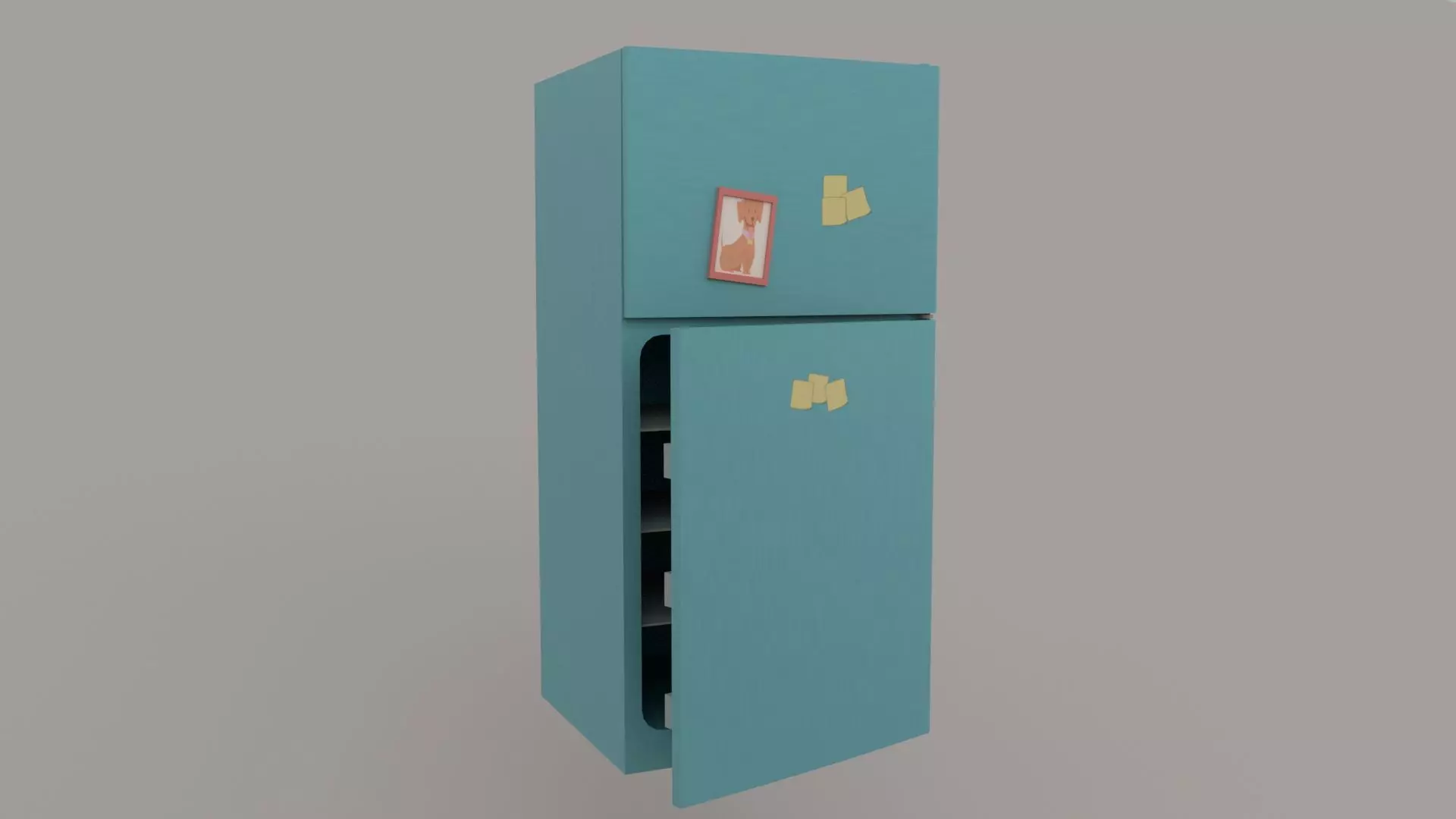Cartoon Fridge Low-poly 3D model_0