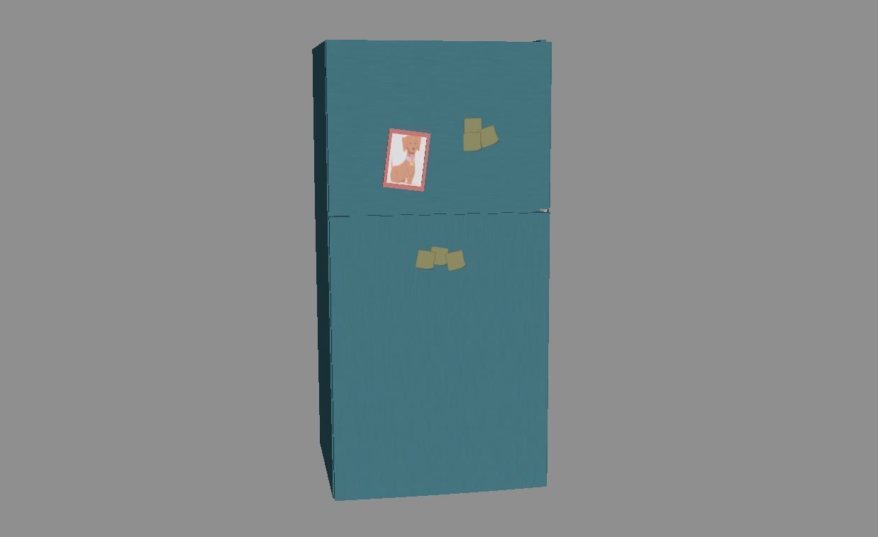 Cartoon Fridge Low-poly 3D model_4