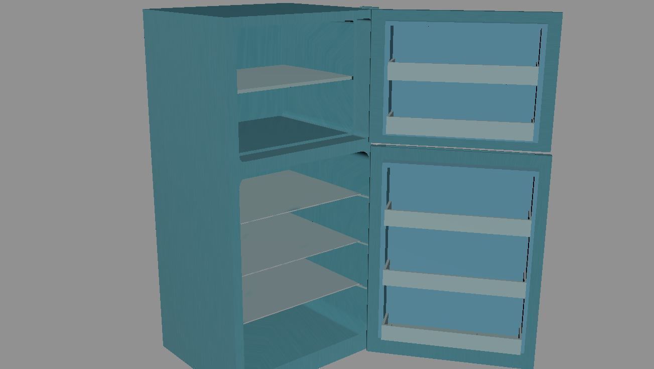 Cartoon Fridge Low-poly 3D model_12