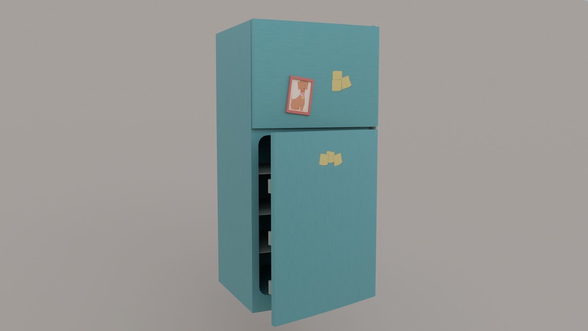 Cartoon Fridge Low-poly 3D model_6