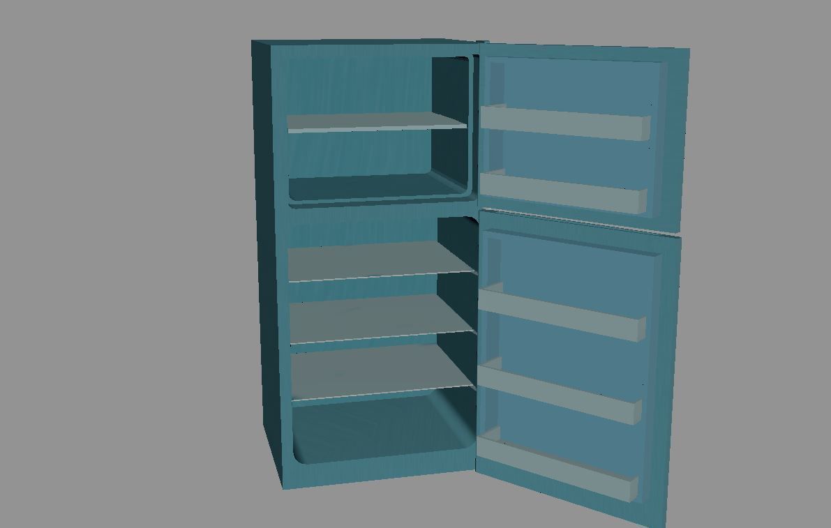 Cartoon Fridge Low-poly 3D model_10