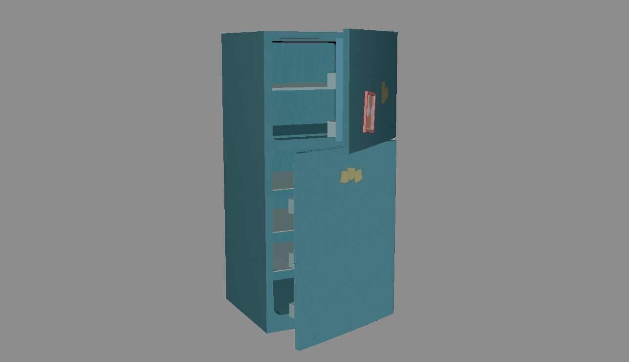 Cartoon Fridge Low-poly 3D model_1
