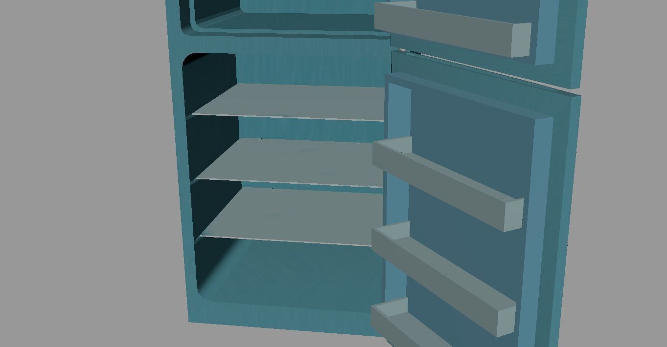 Cartoon Fridge Low-poly 3D model_14