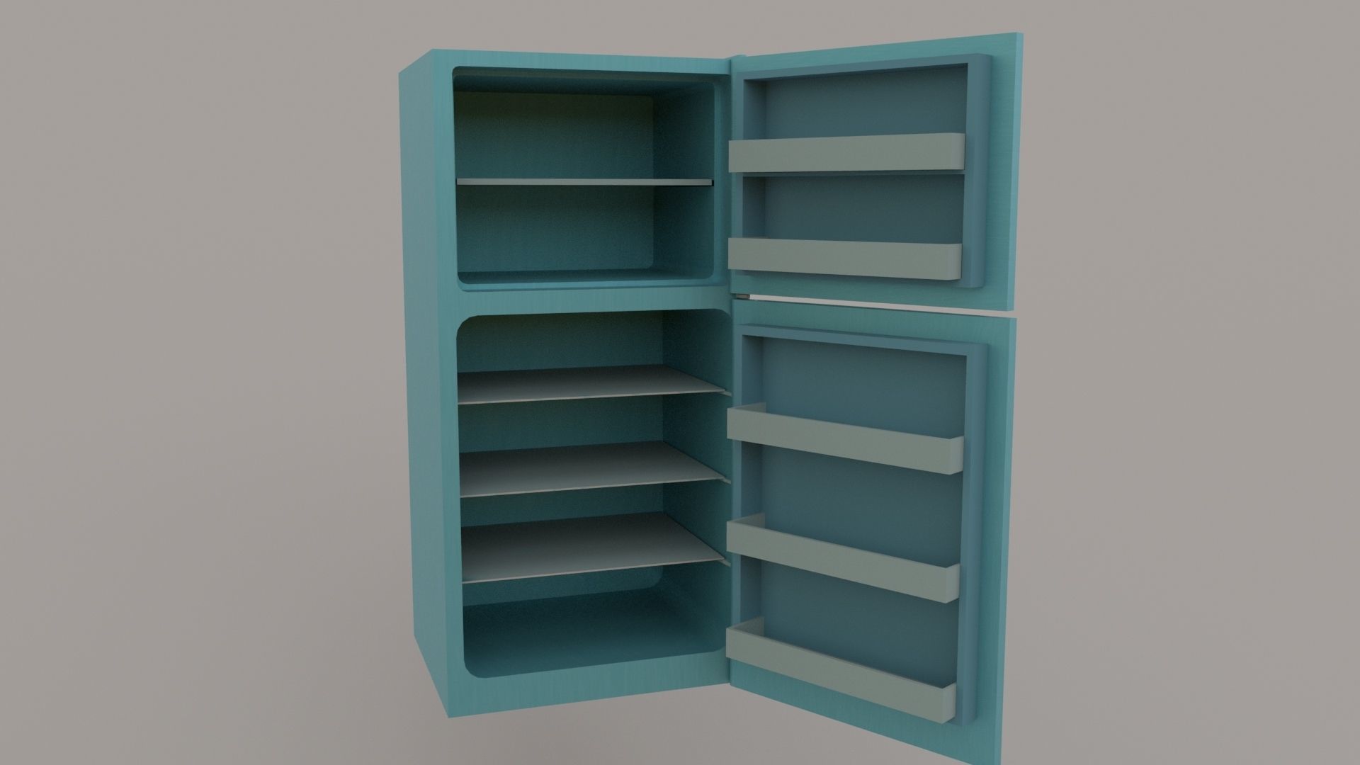 Cartoon Fridge Low-poly 3D model_2