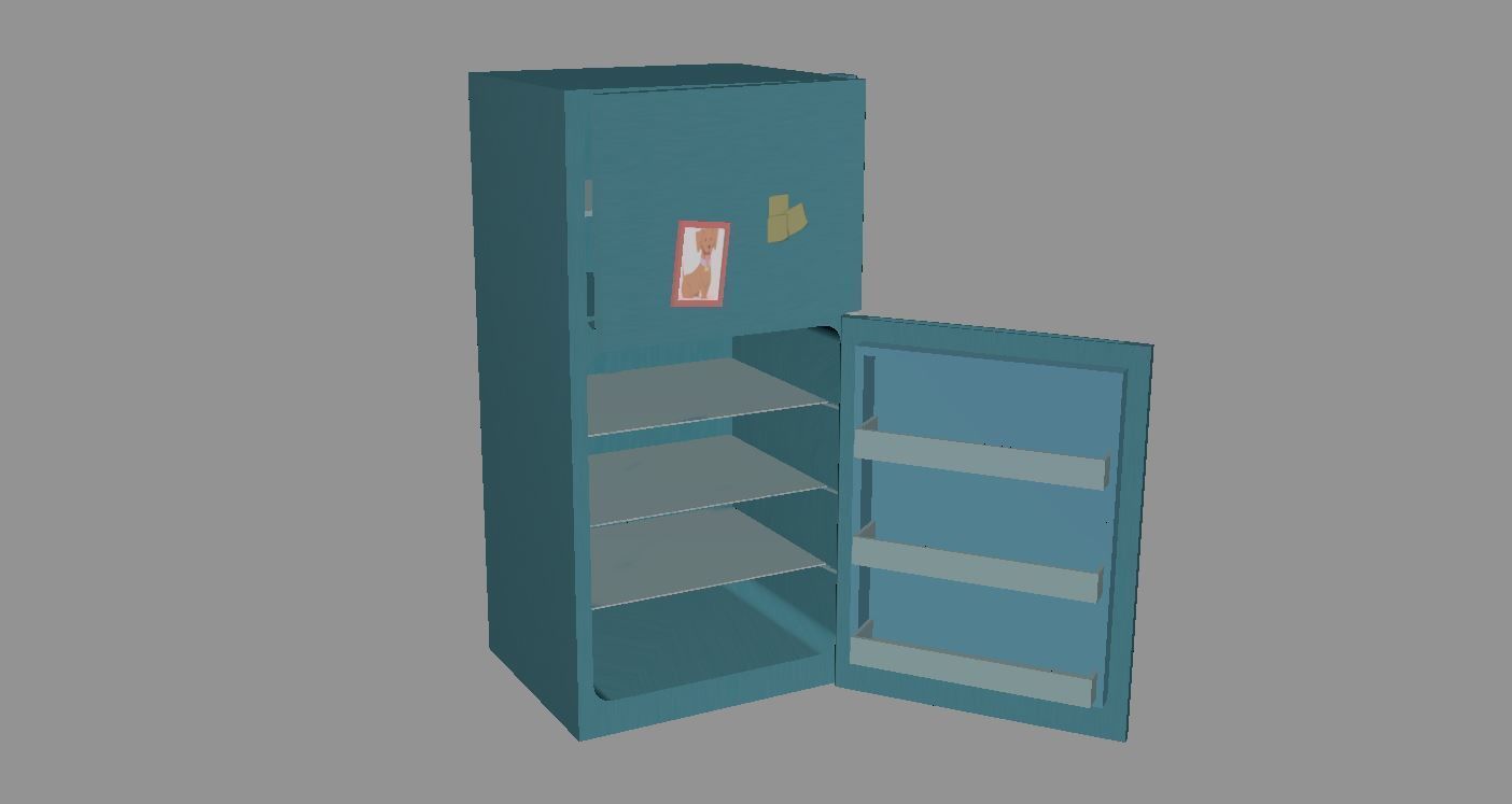 Cartoon Fridge Low-poly 3D model_18