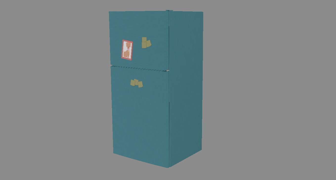 Cartoon Fridge Low-poly 3D model_7