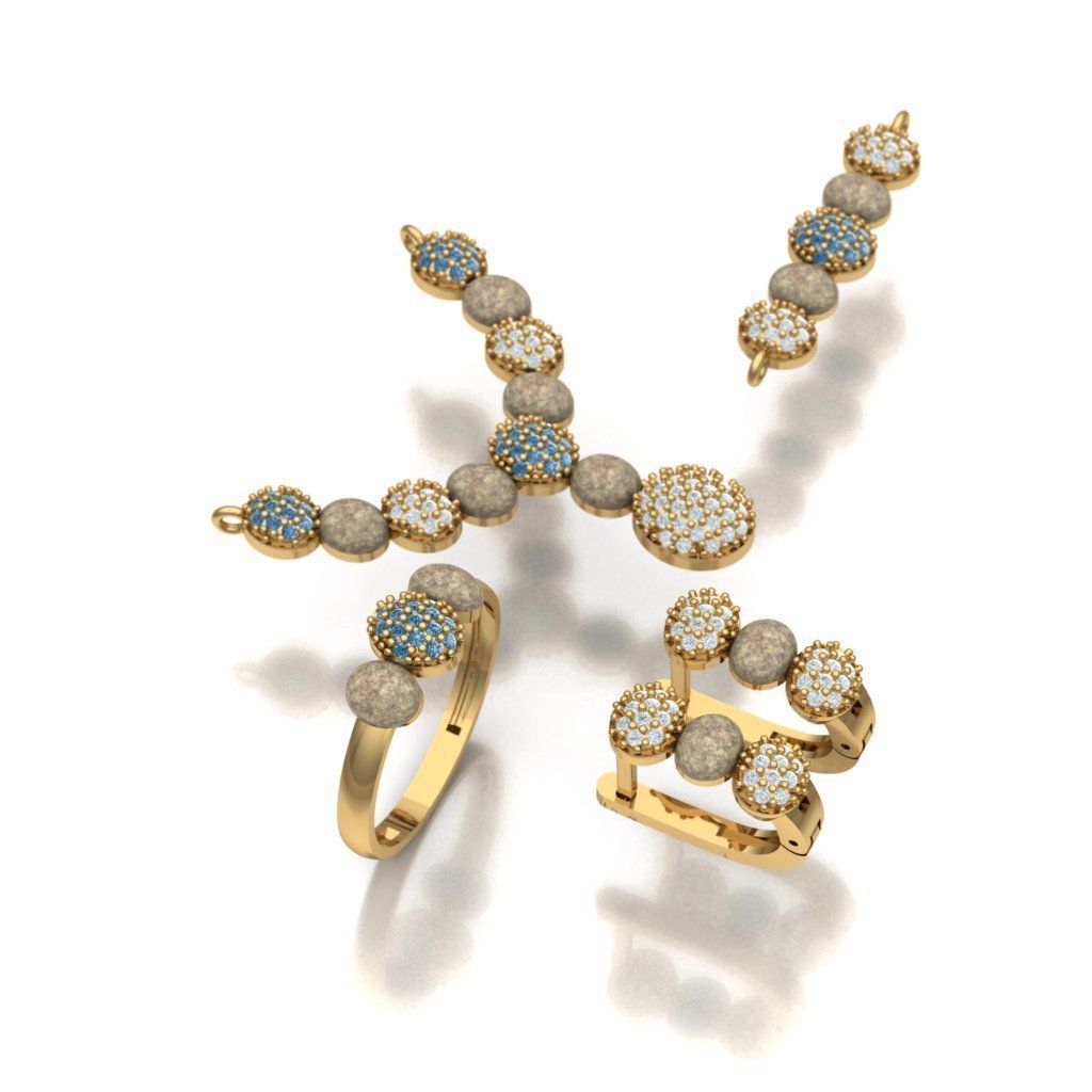Complete jewelry set 3D print model_2
