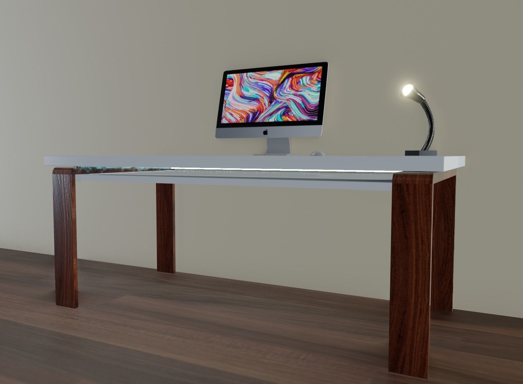 Modern Desk Low-poly 3D model_5